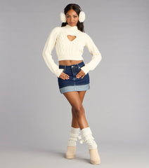 Heart to Heart Cable Knit Crop Sweater