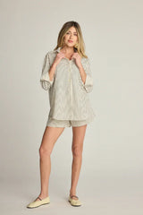 SUNDAY RITUAL BUTTON DOWN BACK STRIP SHIRT