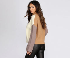 Colorblock Turtleneck Sweater