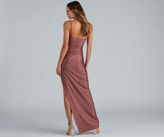 Darla Formal High Slit Satin Dress