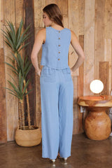 HIGH WAIST CHAMBRAY PANTS