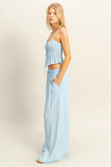 LINEN WIDE LEG PANTS