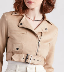 Edgy Soul Faux Suede Crop Moto Jacket