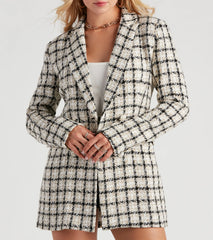 She's All That Tweed Plaid Blazer