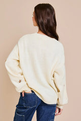 ROUND NECK LONG SLEEVE EMBROIDERED SWEATER
