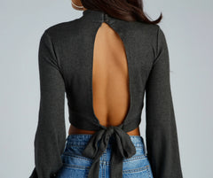 Keyhole Cutie Waffle Knit Crop Top