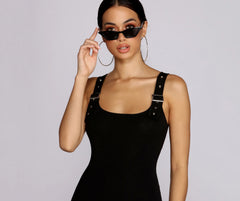 Buckled In Sleeveless Mini Dress