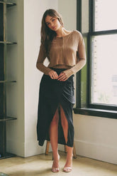 WRAP TIE MIDI SKIRT