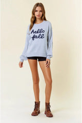 HELLO FALL LETTER EMBROIDERED SWEATER