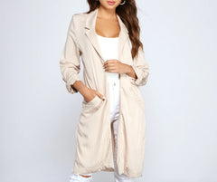 Striped Sophistication Long Blazer