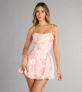 Makenna Floral Sequin A-Line Mini Dress