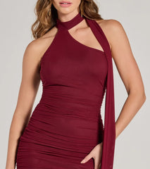 Total Allure Mock Neck Side Slit Midi Dress
