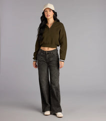 Season Shift Mock Neck Crop Sweater