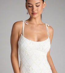 Marleen Sequin Pearl Bow Mini Dress
