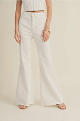 STRETCHED COTTON DENIM LOOK PANTS