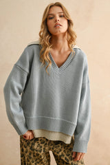 COLOR COMBO V NECK SWEATER