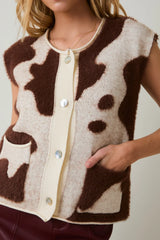 SLEEVELESS BUTTON UP SWEATER VEST CARDIGAN