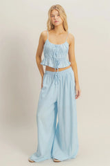 LINEN WIDE LEG PANTS