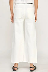 HIGH-WAISTED STRAIGHT PANTS JEANS WITH BACK PATCH POCKETS