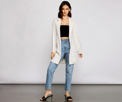 Classic Window Pane Trench Coat