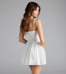 Sweetest Style Lace-Up Eyelet Skater Dress