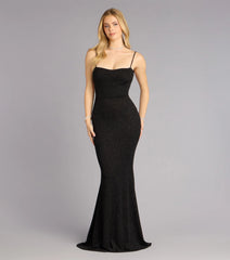 Gwendolyn Glitter Knit Bow-Back Mermaid Dress