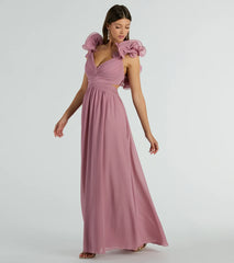 Anne Marie Lace-Up Ruffle A-Line Chiffon Formal Dress