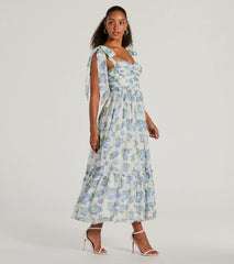Clara Sweetheart Floral Chiffon Midi Formal Dress
