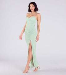 Chloe Lace-Up Ruched Column Formal Dress