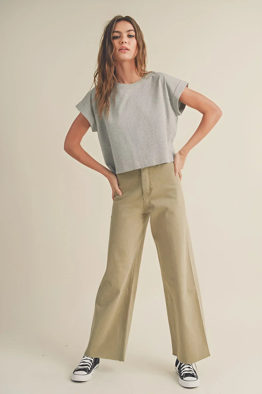 STRAIGHT WIDE LEG DENIM PANTS