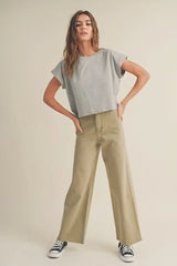 STRAIGHT WIDE LEG DENIM PANTS