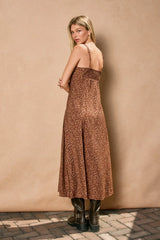 WILD BABY EMPIRE WAIST MIDI SLIT DRESS