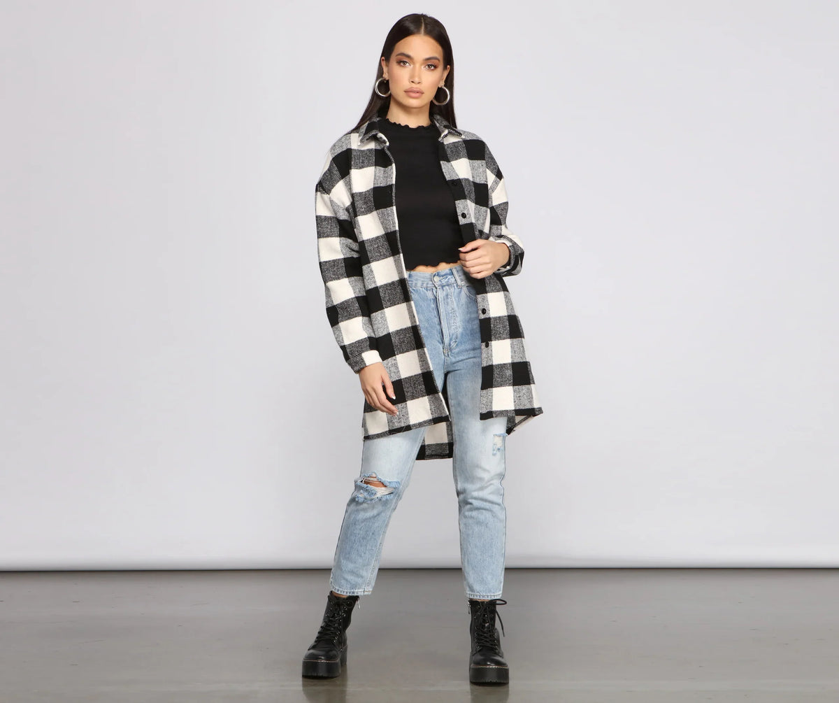 Bet On It Oversized Plaid Shacket