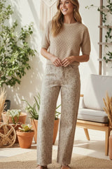 FLORAL PRINT STRETCHED WIDE LEG PANTS