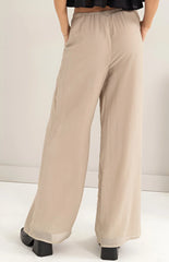 HIGH RISE LINEN BLEND WIDE LEG PANTS