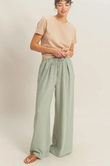 ELASTICIZED WAIST WIDE LEG PANTS