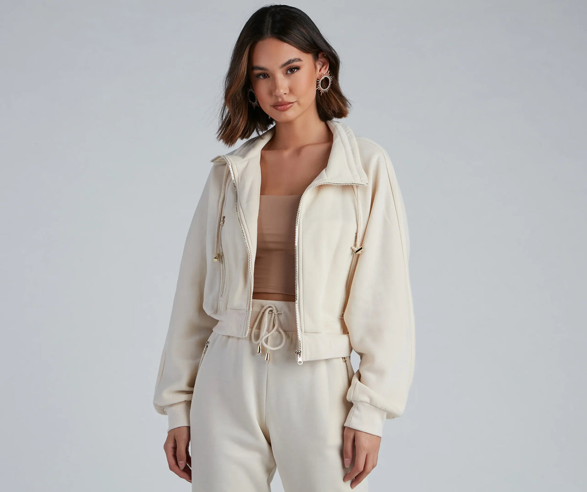 Casually Cozy Zip Front Jacket