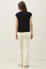 BAMBOO CAP SLEEVE BASIC ROUND NECK TOP