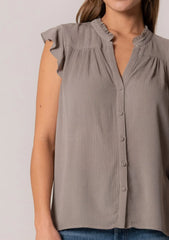 SHORT SLEEVE BUTTON FRONT TOP