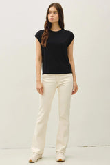 BAMBOO CAP SLEEVE BASIC ROUND NECK TOP