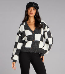 Checked Out Button-Up Cardigan