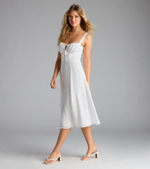 Spring Fling Corset Tie A-Line Midi Dress