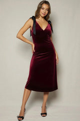 LOST + WANDER ADORNED VIRTUE VELVET HOLIDAY ROMANTIC MIDI DRESS