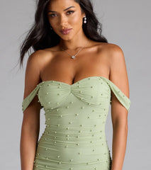 Pearl Babe Off-The-Shoulder Midi Dress