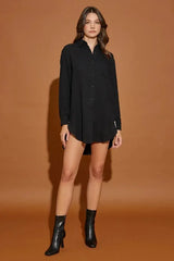 COTTON DOUBLE GAUZE OVERSIZED SHIRT DRESS
