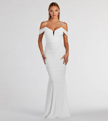 Charlene Formal Faux Pearl Mesh Mermaid Dress
