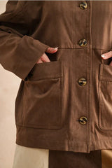 SUEDE BUTTON FRONT JACKET