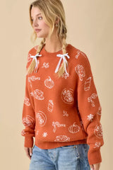 PUMPKIN SPICE PRINTED SWEATER