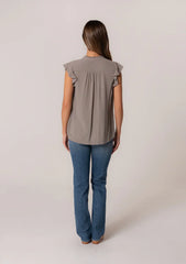 SHORT SLEEVE BUTTON FRONT TOP
