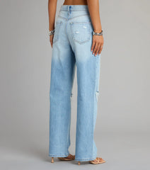 High-Rise Distressed Boyfriend Jeans